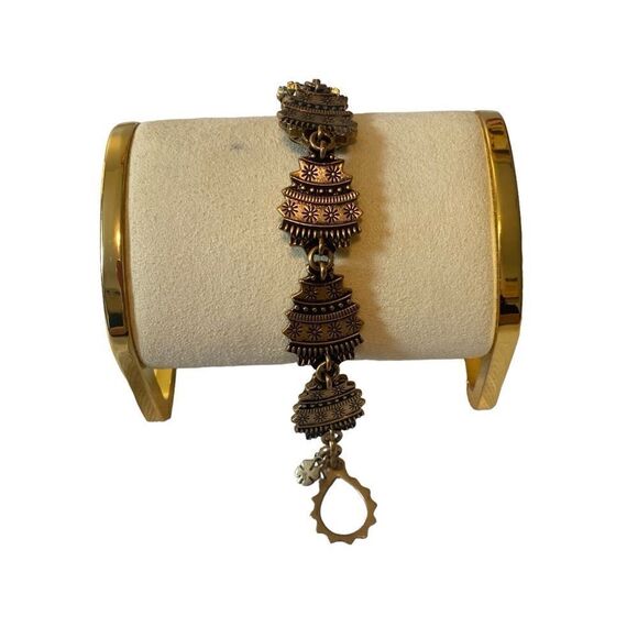 Vintage Black & Antiqued Gold Toned Tear Drop Reversible Braceket - Picture 5 of 6